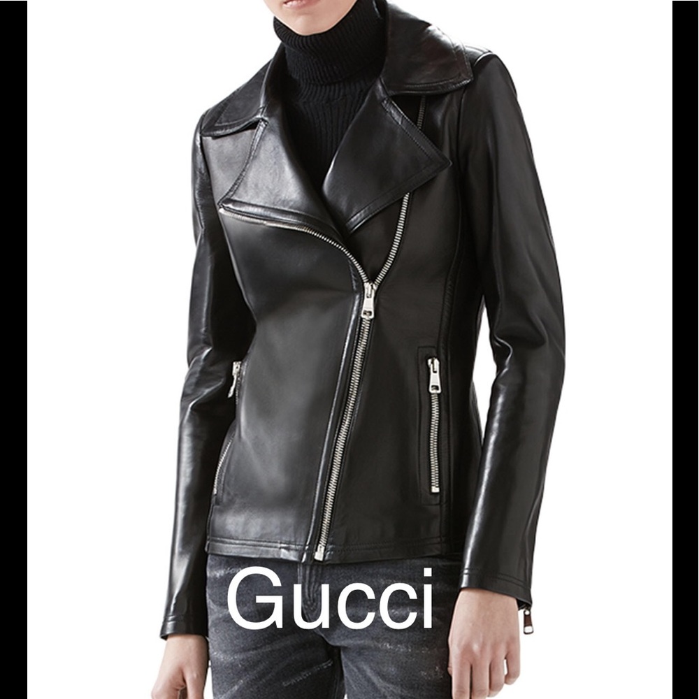 NWT Gucci BIKER Leather & Knit jacket size 38